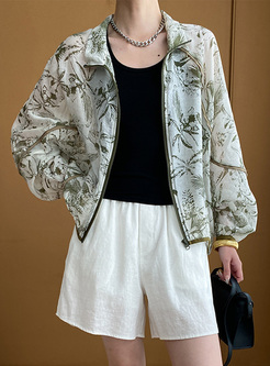 Contrasting Zipped Sheer Women Coats